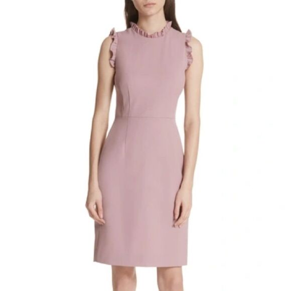 REBECCA TAYLOR Spring Ruffle Dress In Dusty Rose - Picture 1 of 7